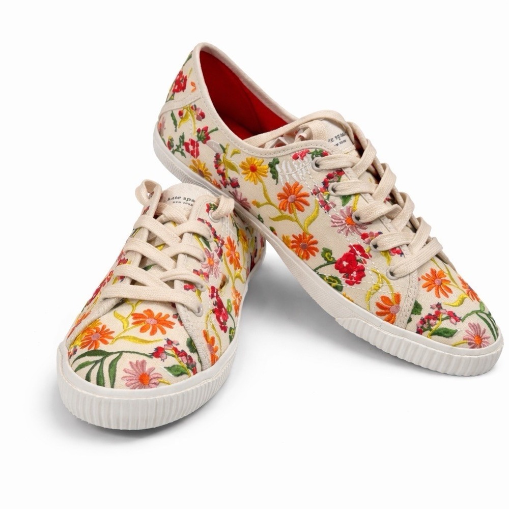 Kate Spade Tennison Canvas Sneakers‎ ShoesGarden Floral Lace Up K8341  Size 9.5B